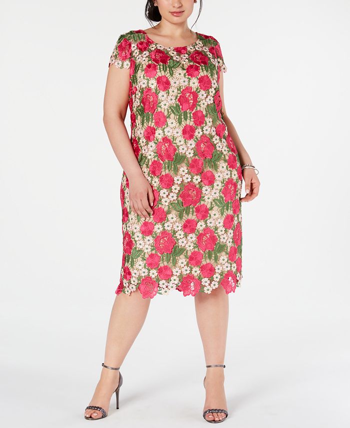 XSCAPE Plus Size Floral Embroidered Sheath Dress & Reviews - Dresses ...