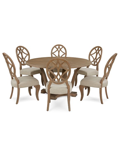 Furniture Trisha Yearwood Jasper County Stately Brown Round Dining Furniture 7 Pc Set Table 6 Side Chairs Reviews Furniture Macy S