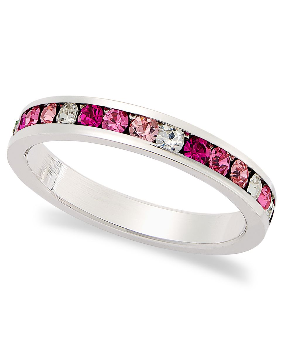 Traditions Sterling Silver Ring, Channel Set Pink and Clear Swarovski