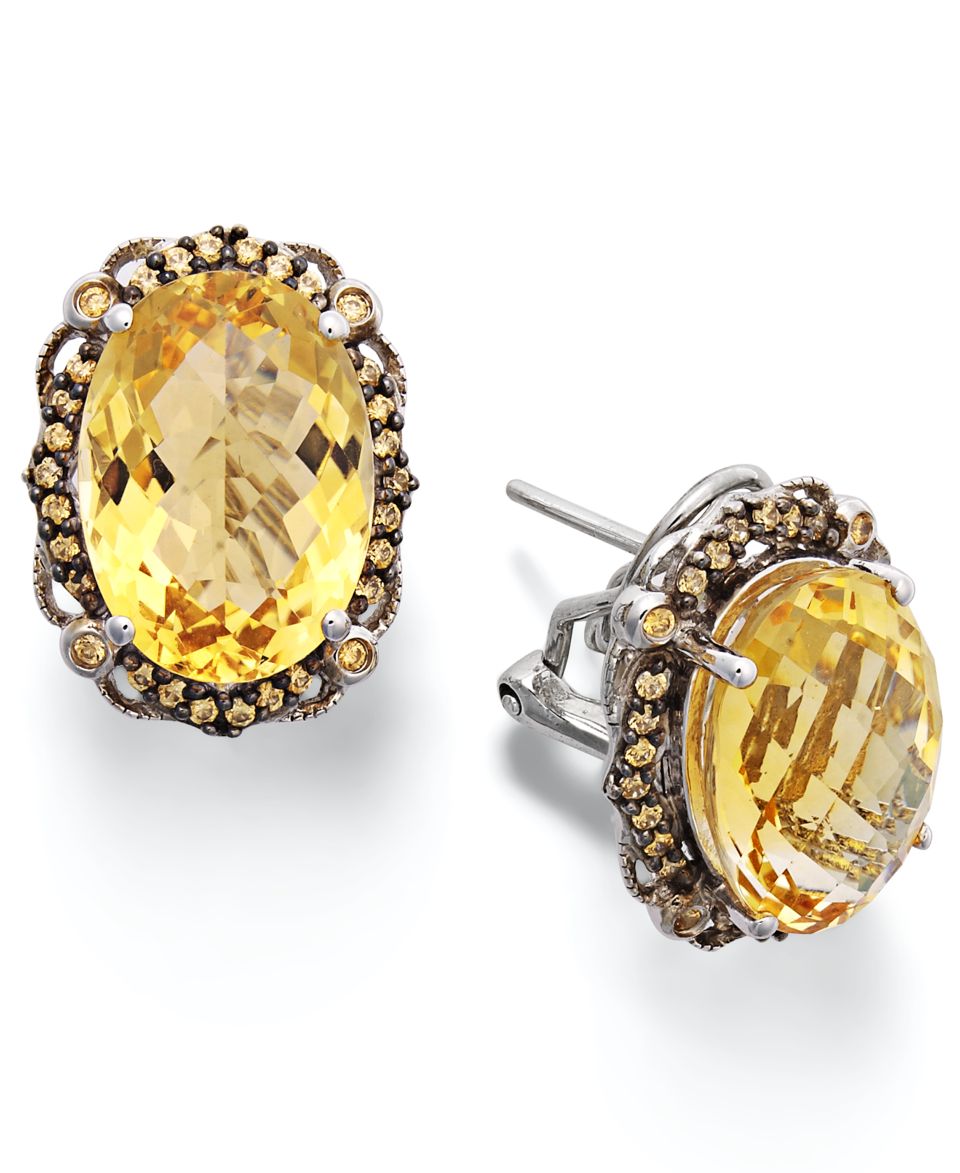 Sterling Silver Earrings, Natural Citrine (9 1/2 ct. t.w.) and Yellow