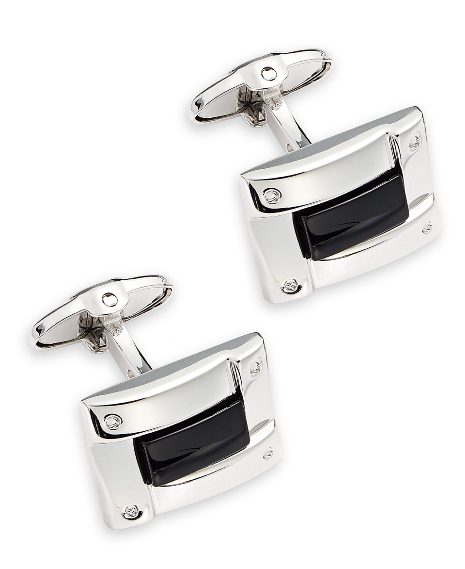 Dolan Bullock Mens Sterling Silver Cuff Links, Onyx Cuff Links (5 ct