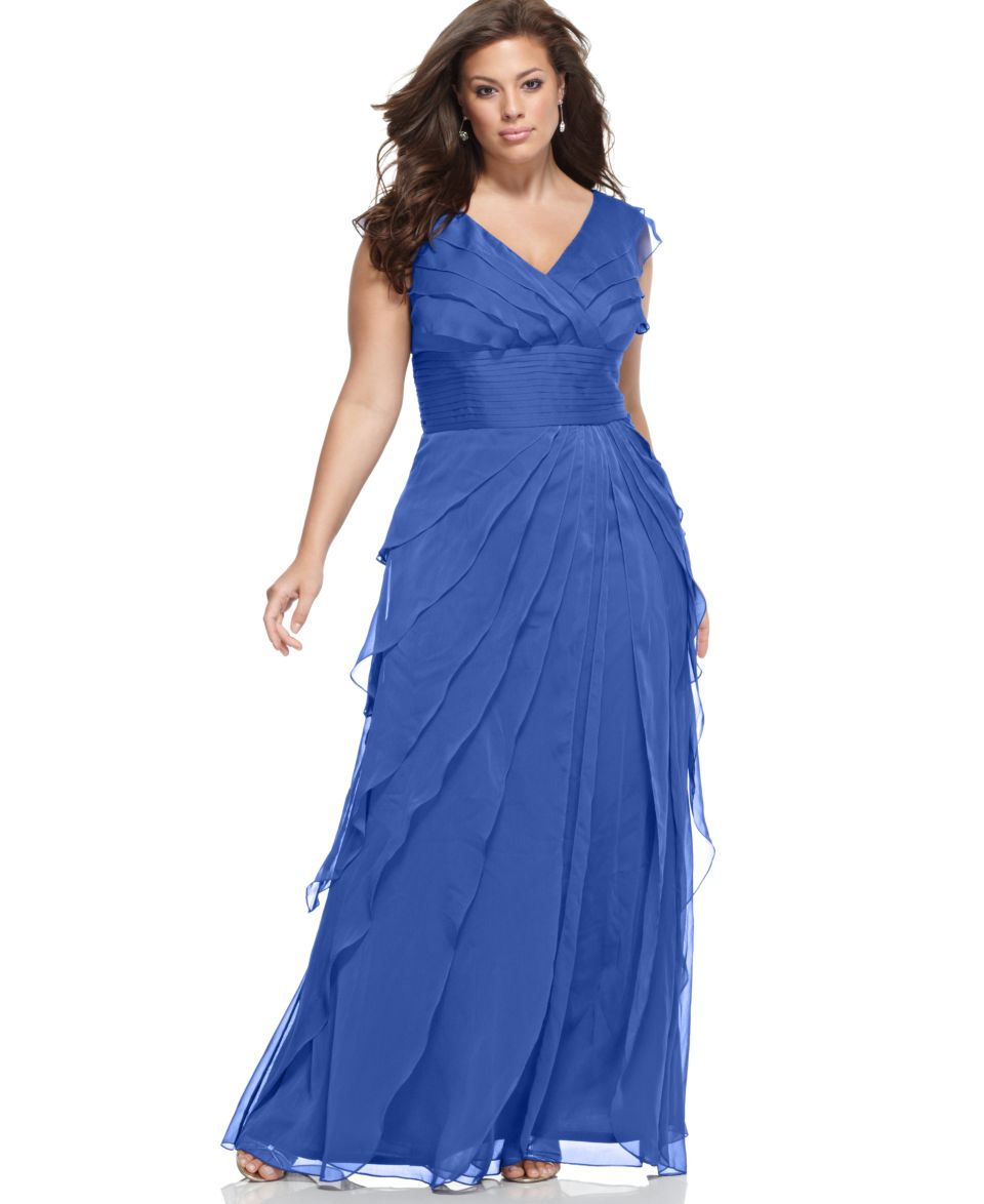 Adrianna Papell Plus Size Dress, Sleeveless Tiered Empire Waist 