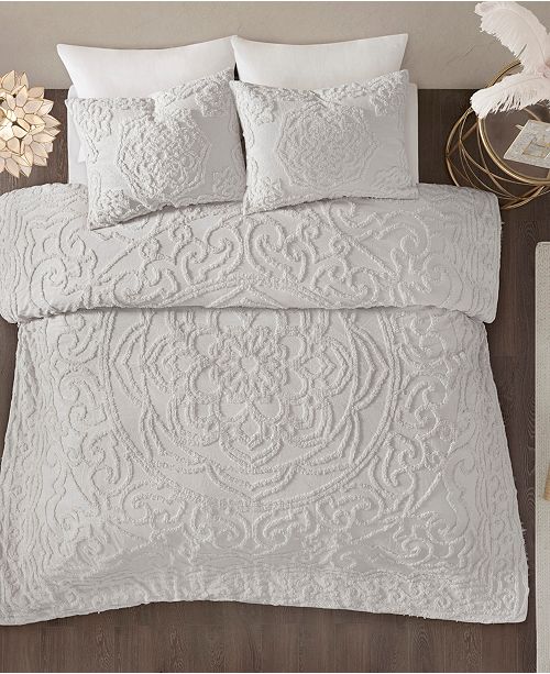 Madison Park Laetitia King California King 3 Piece Cotton Chenille Medallion Comforter Set Reviews Bed In A Bag Bed Bath Macy S