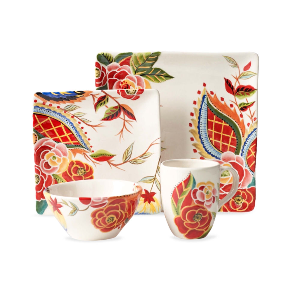 Vida by Espana Dinnerware, Rose Print Collection   Casual Dinnerware