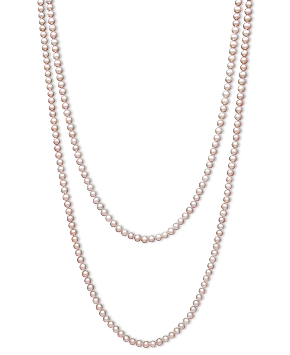 Pearl Necklace, 100 Pink Cultured Freshwater Pearl Endless Necklace