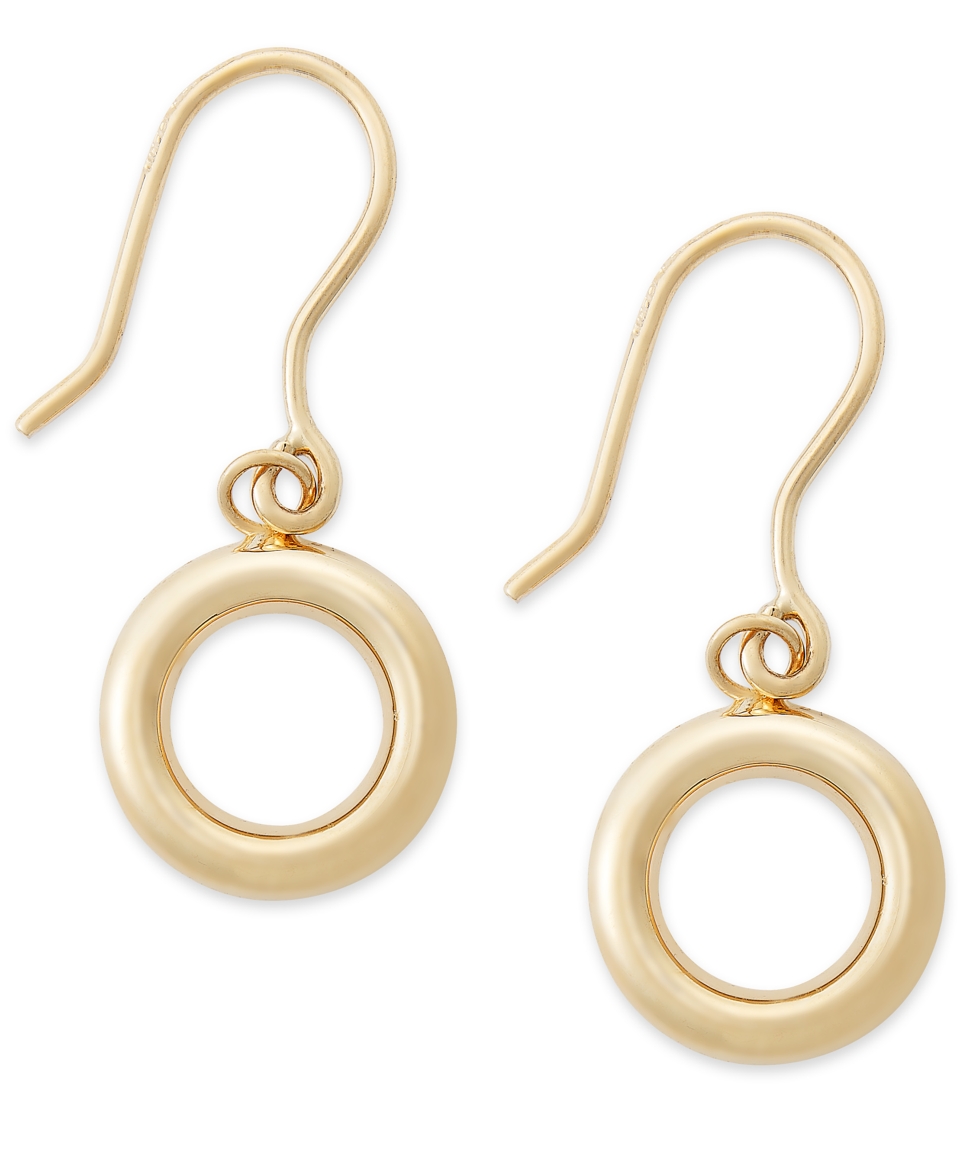 14k Gold Earrings, Cut Out Circle Drop Earrings   Earrings   Jewelry