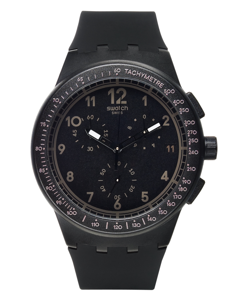 Swatch Watch, Unisex Swiss Chronograph Black Efficiency Black Silicone