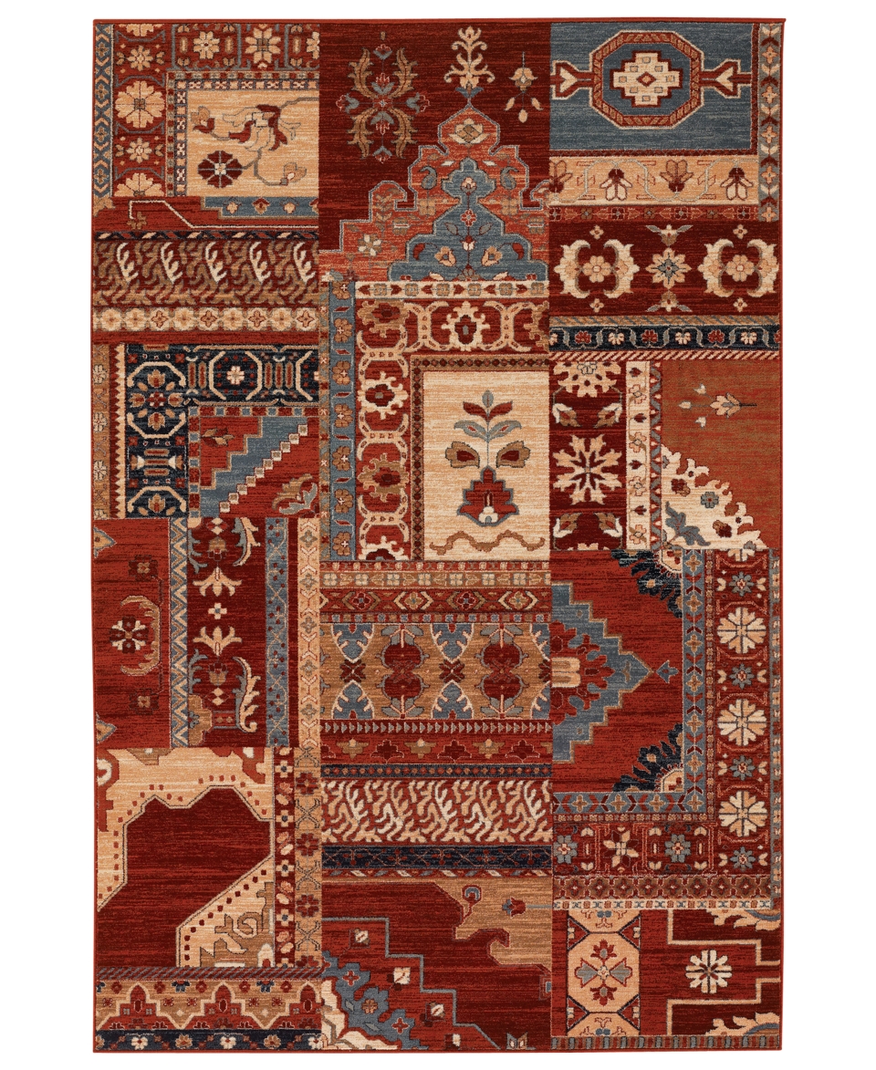 Area Rug, Timeless Treasures Kerman Mosaic Burgundy Rust 66 x 910