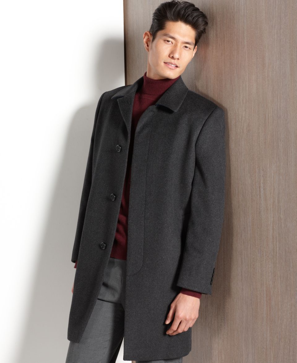 Bar III Coat, Funnel Collar Slim Fit Overcoat