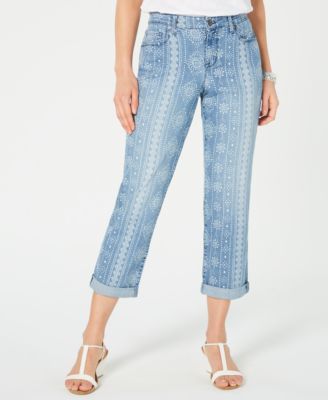 jeans with patterned cuffs