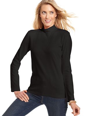 Karen Scott Top, Long-Sleeve Mock Turtleneck - Tops - Women - Macy's