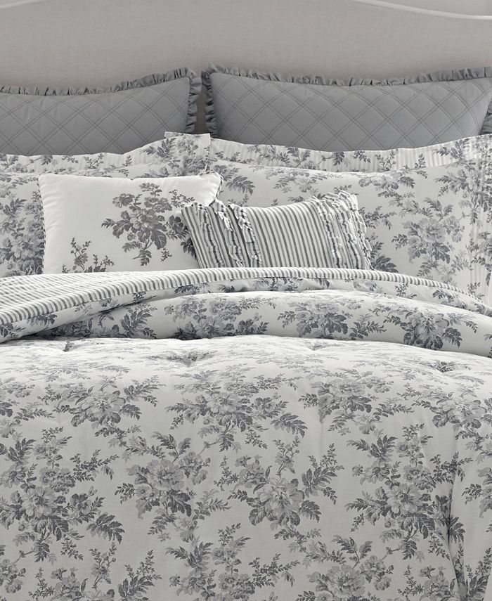 Laura Ashley Annalise Floral Shadow Grey Comforter Set, King & Reviews