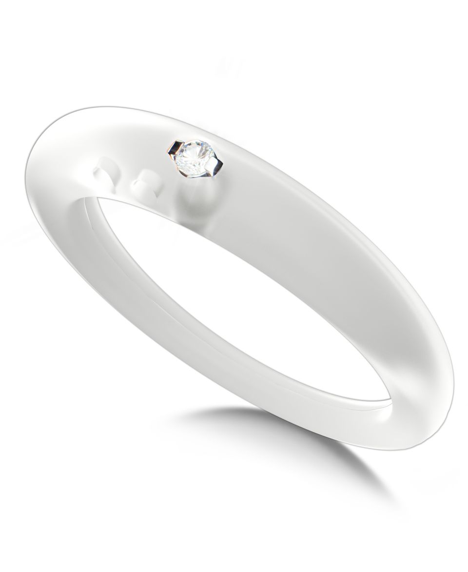DUEPUNTI Silver and Silicone Ring, Diamond Accent Aqua Ring   Rings