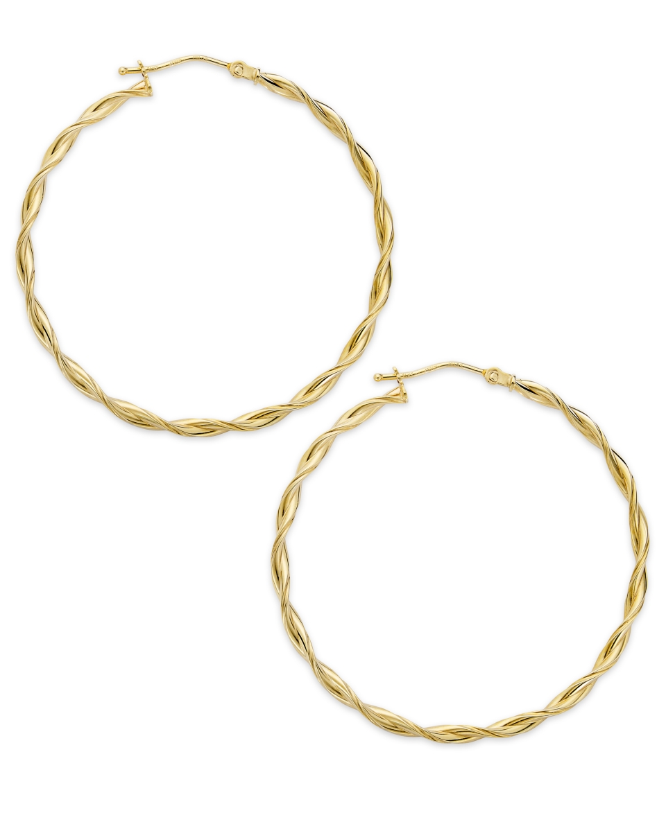 14k Gold Earrings, Polished Twist Hoop Earrings   Earrings   Jewelry & Watches