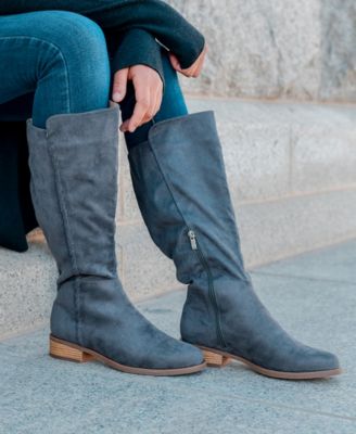 grey wide calf riding boots