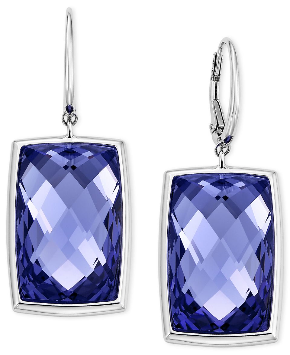 Swarovski Earrinigs, Rhodium Plated Tanzanite Nirvana Drop Earrings