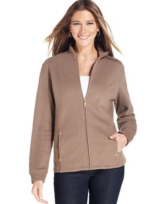 Karen Scott Sweater, Long-Sleeve Zip-Up - Jackets & Blazers - Women ...
