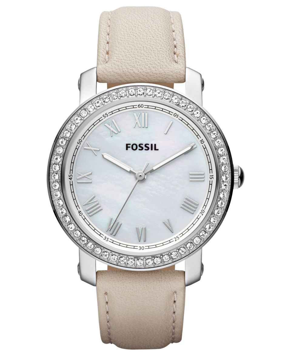 Fossil Watch, Womens Emma Winter White Leather Strap 38mm ES3189