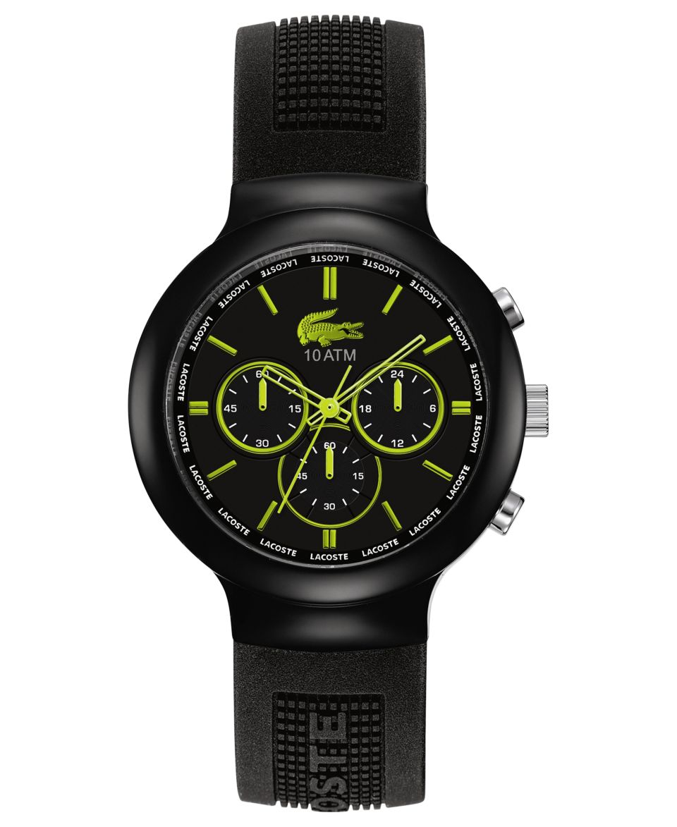 Lacoste LVE Watch, Mens Chronograph Borneo Black Silicone Strap 44mm