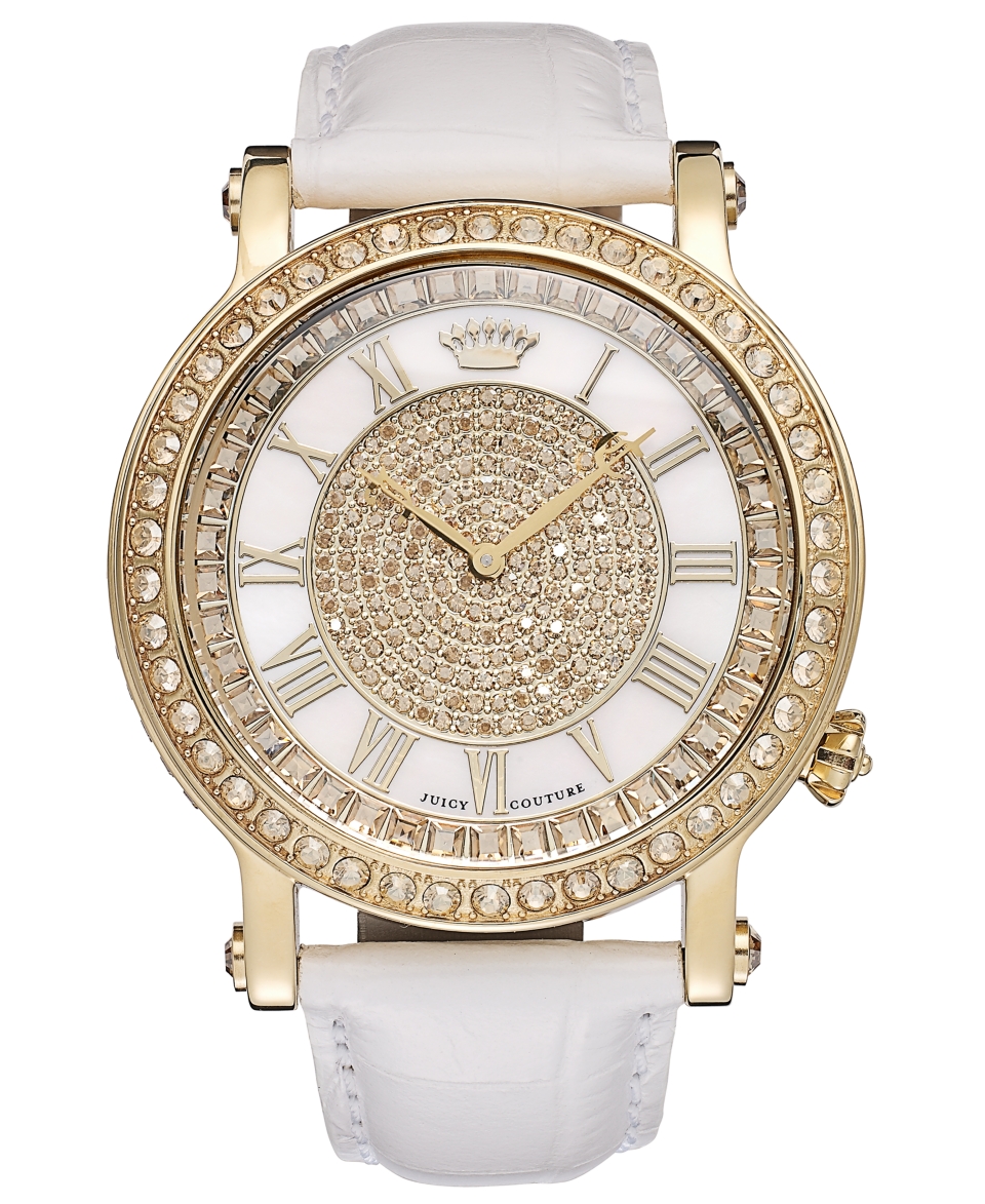 Juicy Couture Watch, Womens Queen Couture White Embossed Leather