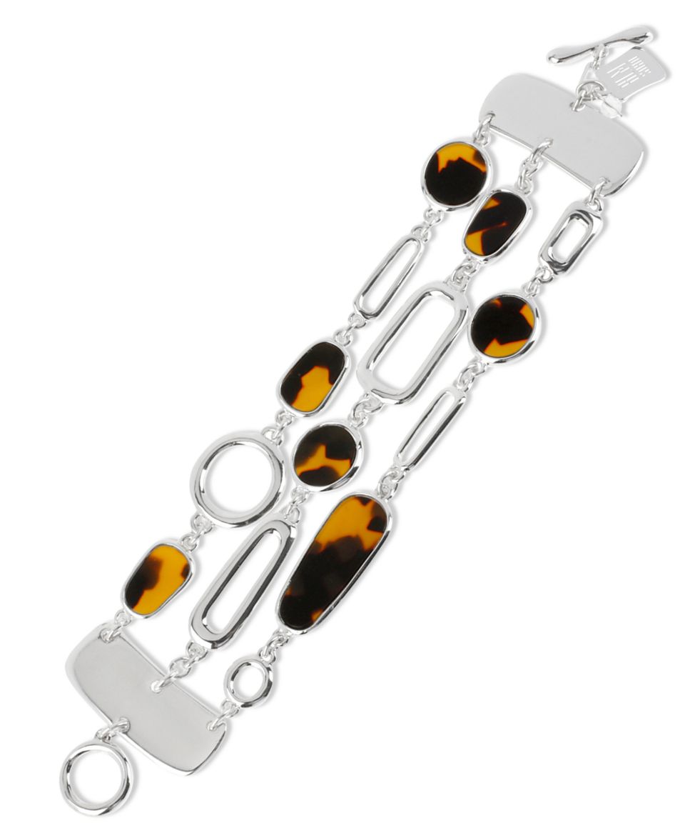 Robert Lee Morris Bracelet, Silver Tone Tortoise Bead Three Row