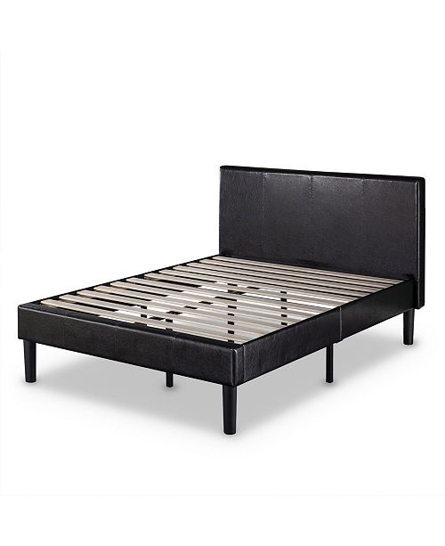 Zinus Gerard Deluxe Faux Leather Upholstered Platform Bed Wood Slat Support King Reviews Furniture Macy S