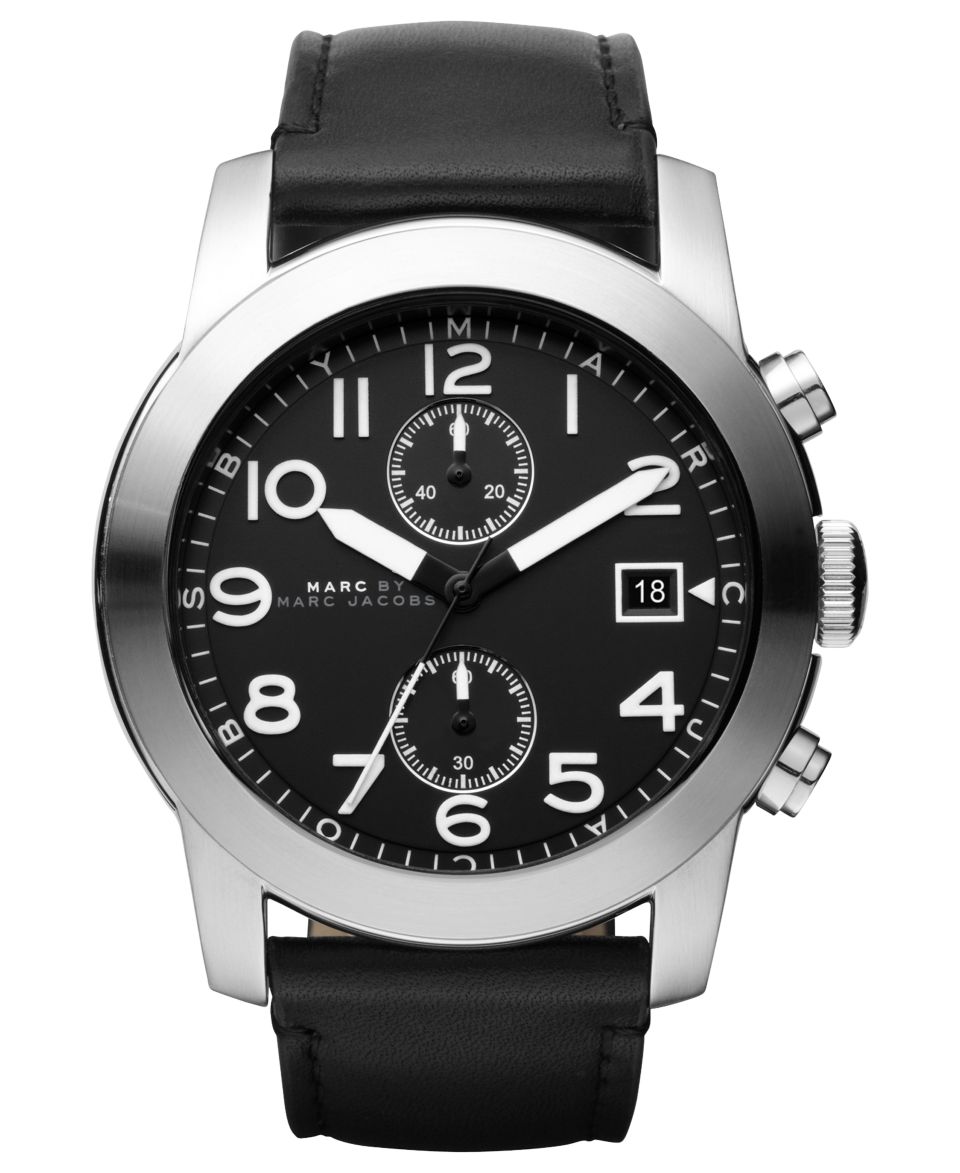 Marc by Marc Jacobs Watch, Mens Chronograph Black Leather Strap 46mm