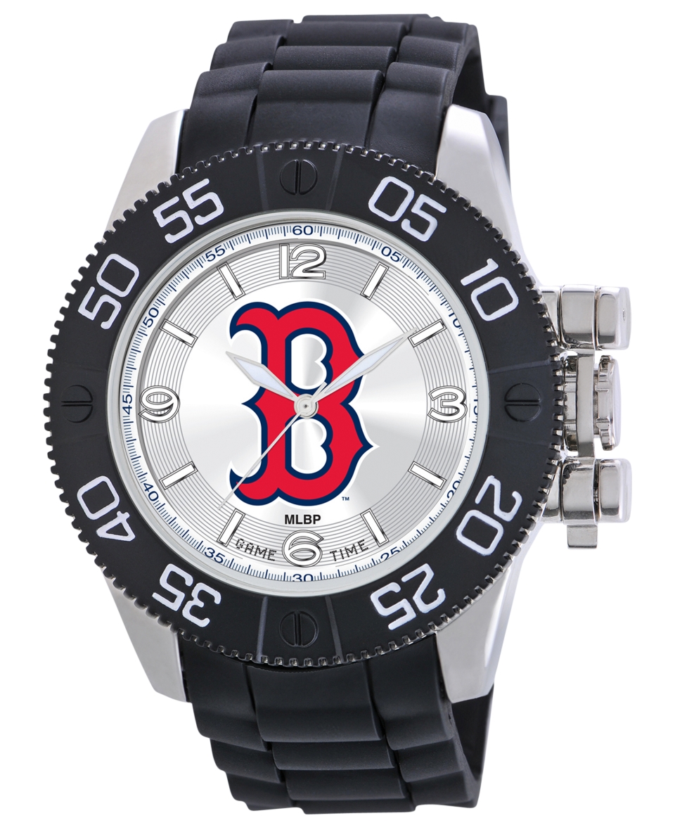 Game Time Watch, Mens Boston Red Sox Black Polyurethane Strap 47mm