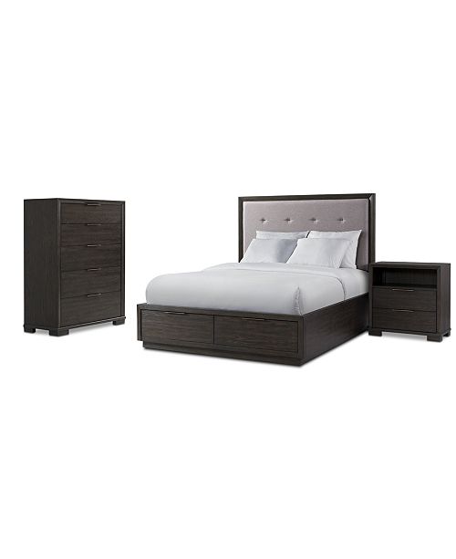 Furniture Morgan Storage Bedroom Furniture 3 Pc Set Queen Bed Nightstand Chest Created For Macy S Reviews Furniture Macy S