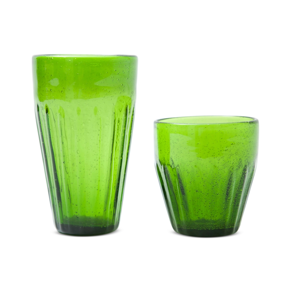 Marcela for Prima Design Glassware, Rustic Green Highball or Double