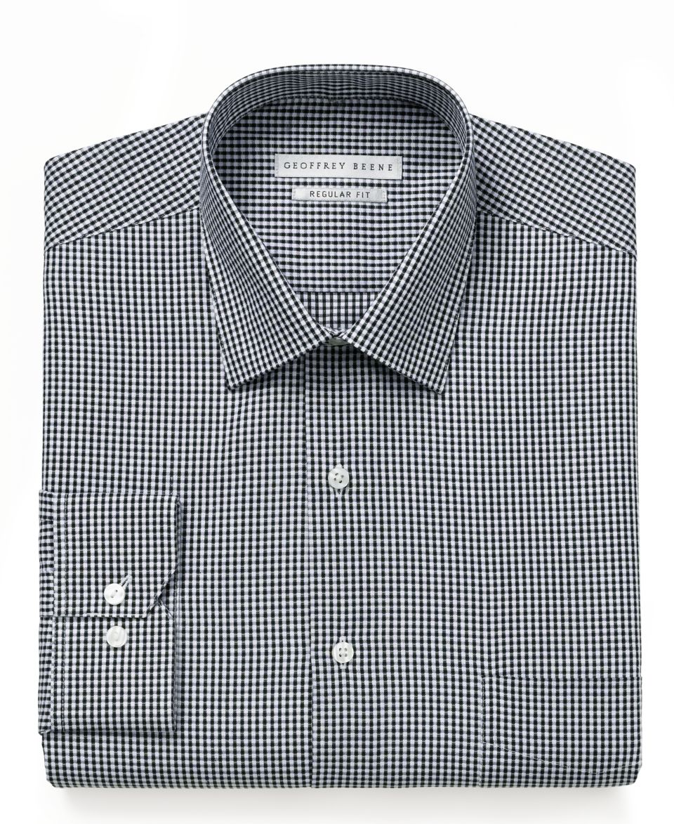 Geoffrey Beene Dress Shirt, Gingham Long Sleeve Shirt