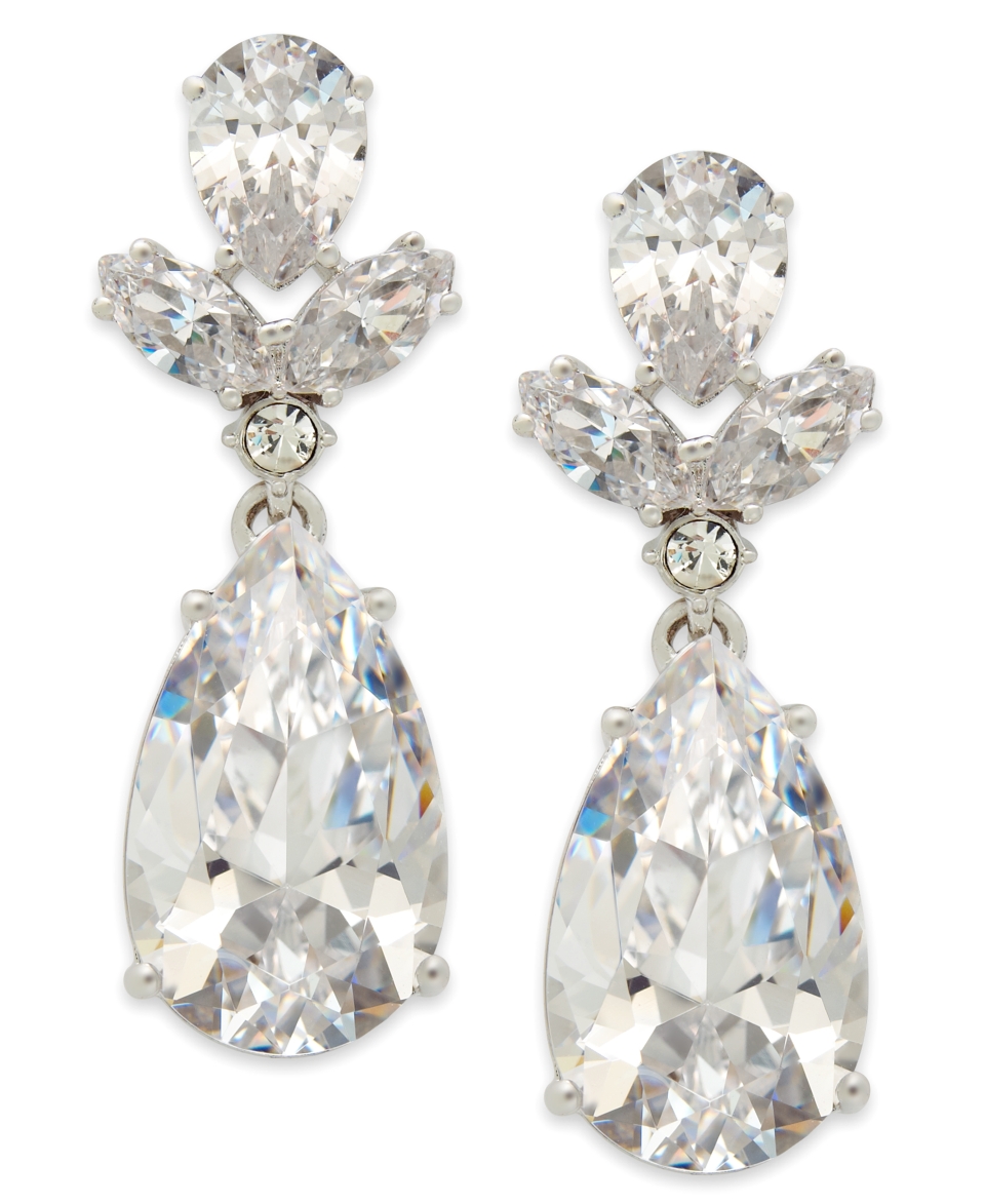 , Rhodium Plated Cubic Zirconia Teardrop Earrings (12 1/2 ct. t.w