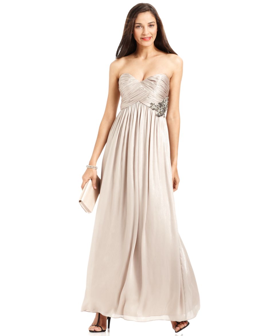 Calvin Klein Dress, Strapless Pleated Gown   Dresses   Women