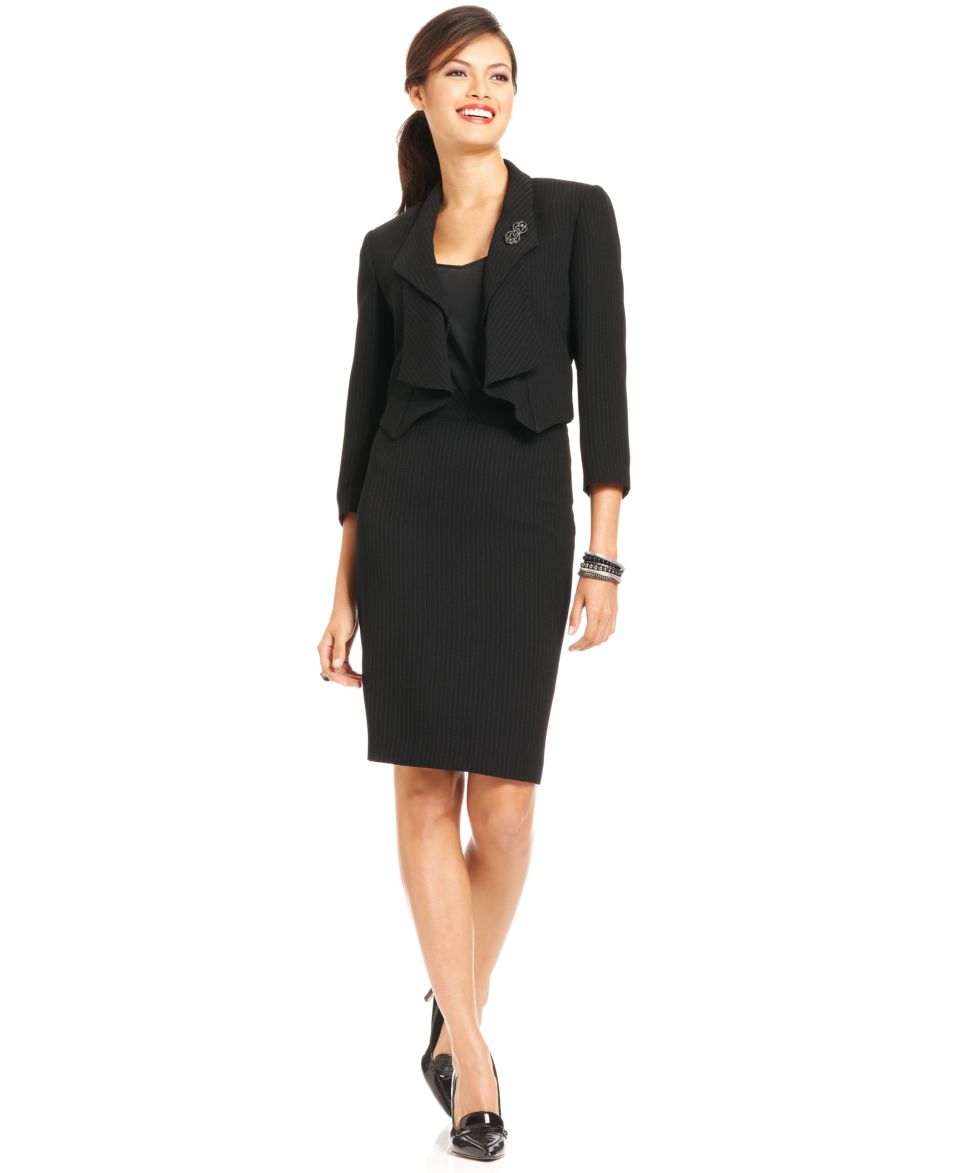 Tahari by ASL Petite Suit, Shawl Collar Pinstripe Jacket & Skirt