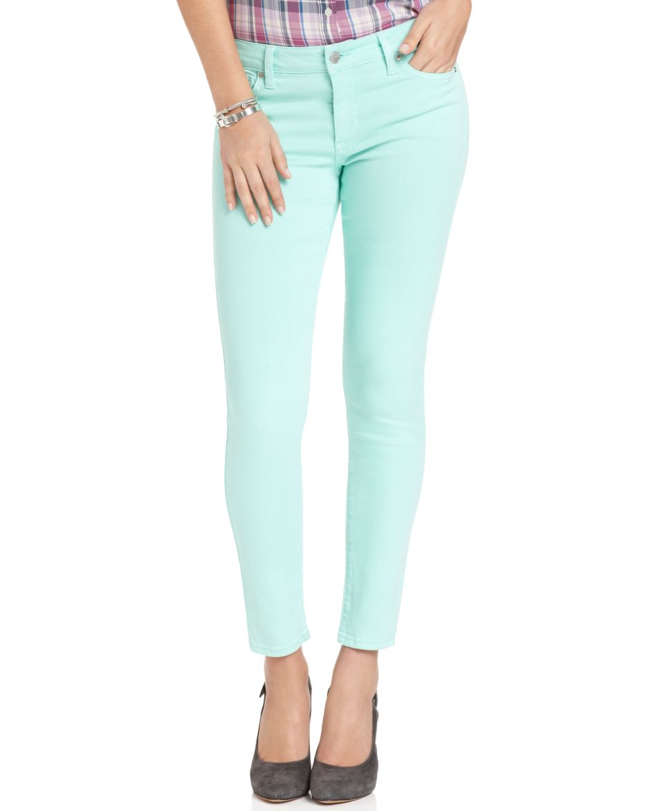 Else Jeans Skinny Jeans, Mint Green Wash Colored Denim