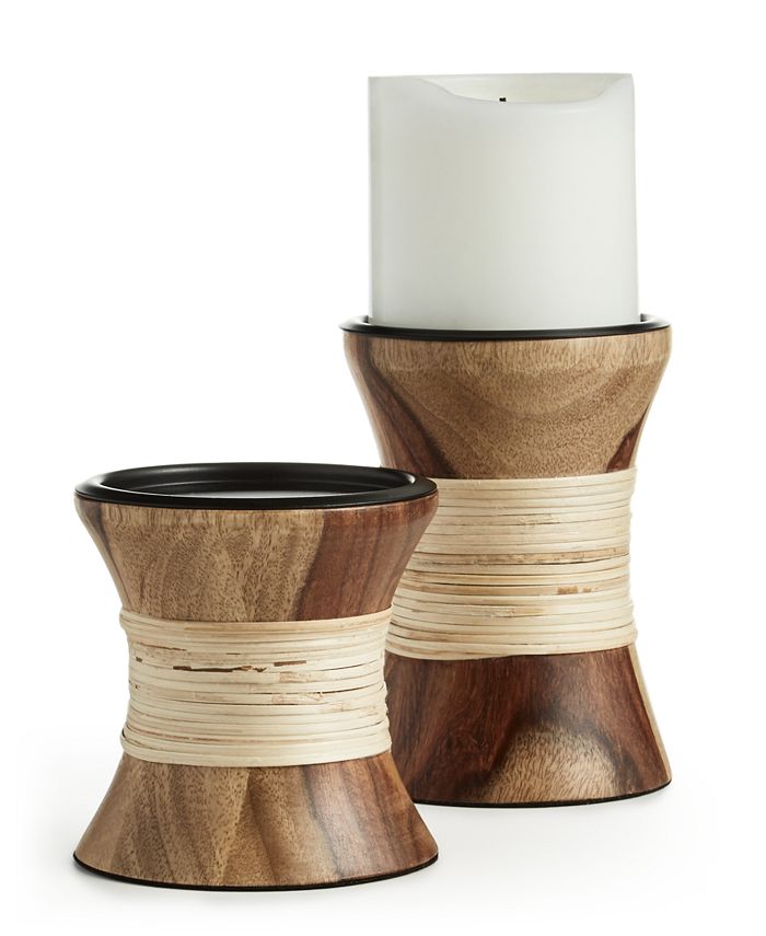 Lucky Brand Wood Pillar Holders Set Of 2 Reviews Candle Holders Home Decor Macy S