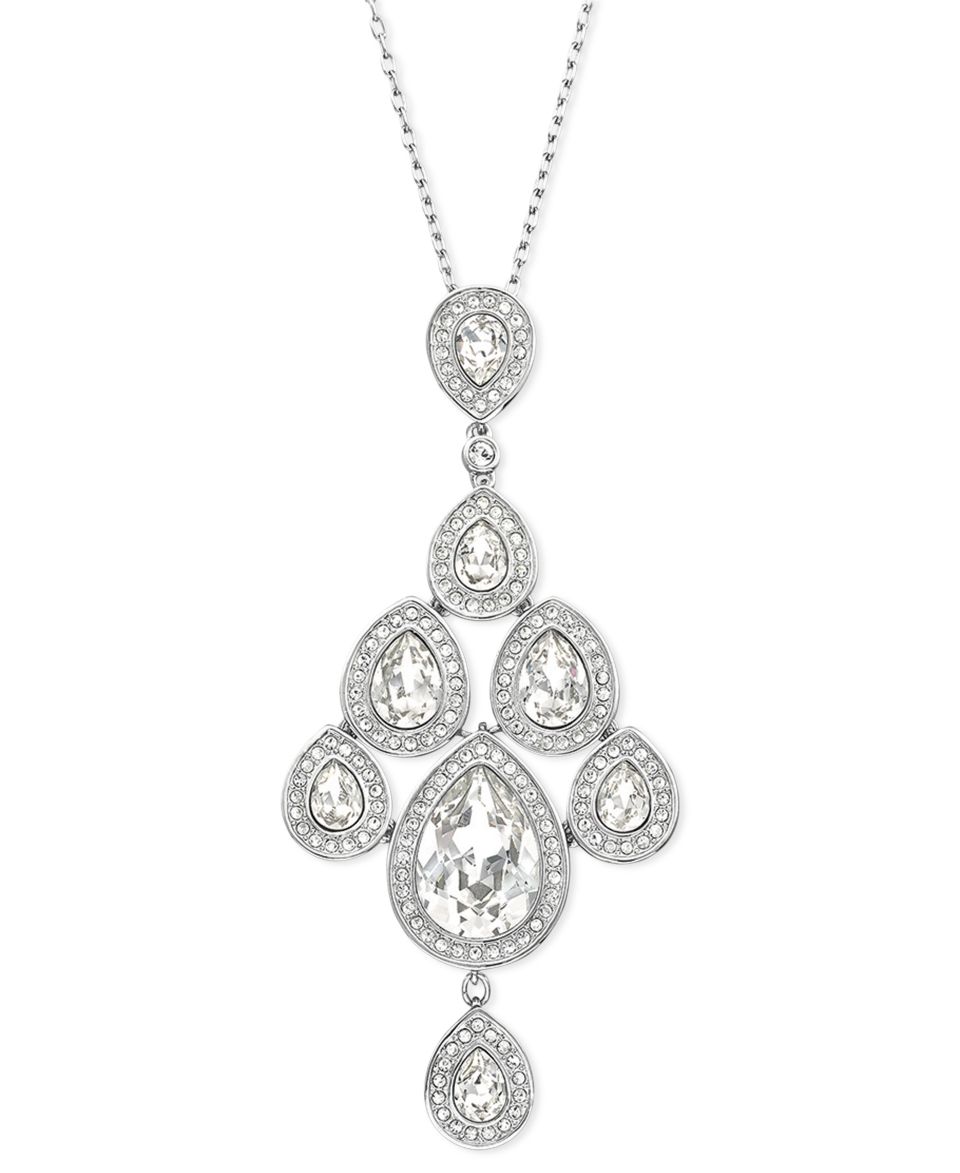 Swarovski Necklace, Rhodium Plated Crystal Pave Circle Pendant