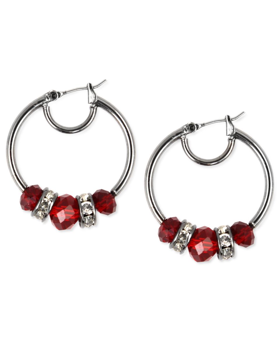 Nine West Earrings, Silver Tone Red Bead Drop Earrings