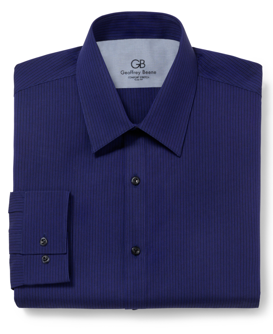 Geoffrey Beene Dress Shirt, Dark Blue Mini Stripe