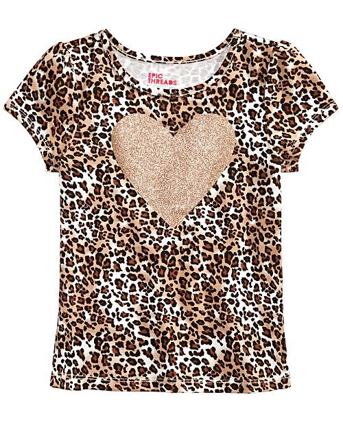 Epic Threads Little Girls Leopard Print Heart T Shirt Created For Macy S Reviews Shirts Tops Kids Macy S