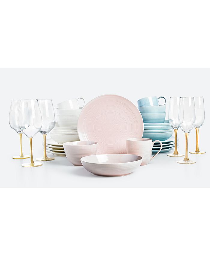 Martha Stewart Collection CLOSEOUT! Color Striping Dinner Plates, Set