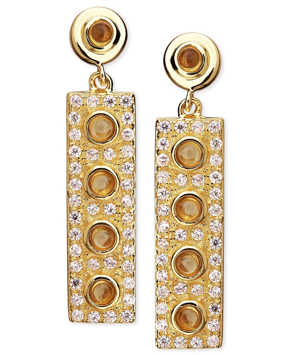 CRISLU CRISLU Earrings, 18k Gold Over Sterling Silver Citrine Cabochon