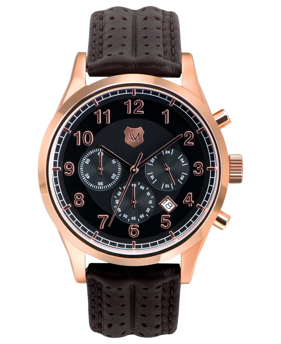 Andrew Marc Watch, Mens Chronograph Club Blazer Brown Leather Strap