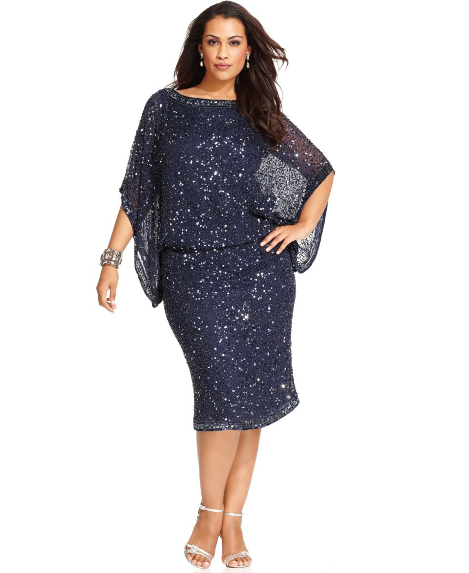 Patra Plus Size Dress, Short Sleeve Beaded Blouson