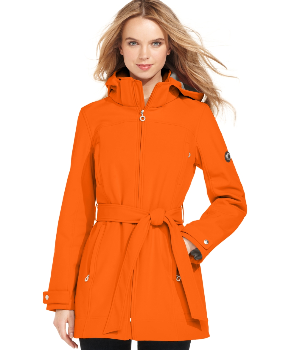 Calvin Klein Coat, Hooded Belted Soft Shell   Womens Coats