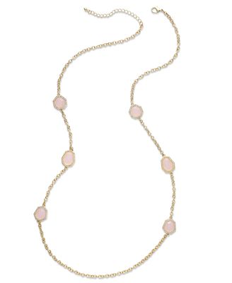 Charter Club Gold-Tone Milky Pink Stone Long Necklace - Jewelry ...
