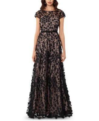 xscape floral applique gown