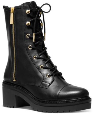 michael kors black boots with gold zipper
