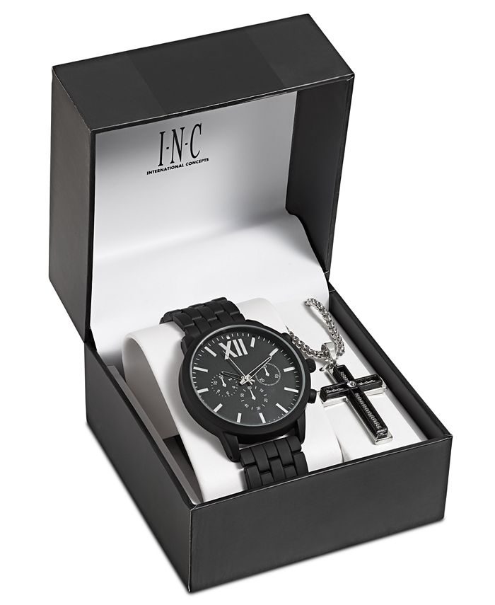 INC International Concepts INC Men's Matte Black Bracelet Watch 48mm ...