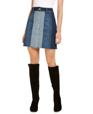 patchwork denim skirt